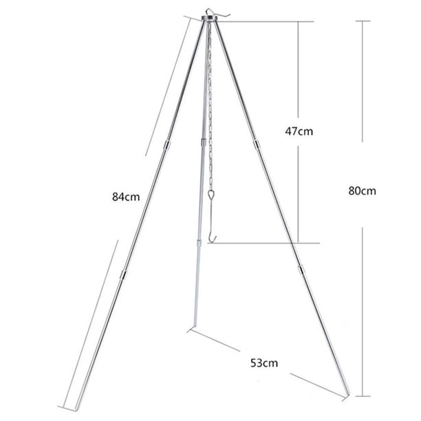 Acampar, Portátil, Para Exteriores, Fogata, Cocina, Horno Holandés, Trípode Para Colgar, Soporte Para Olla, Soporte Ajustable Para Parrilla, Trípode Yuarrent OD008362-00