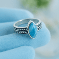 thumbnail image 2 of Natural Larimar Ring in 925 Sterling Silver – Marquise Cut Dominican Larimar Stone, Handmade Gemstone Jewelry for Women, 2 of 6