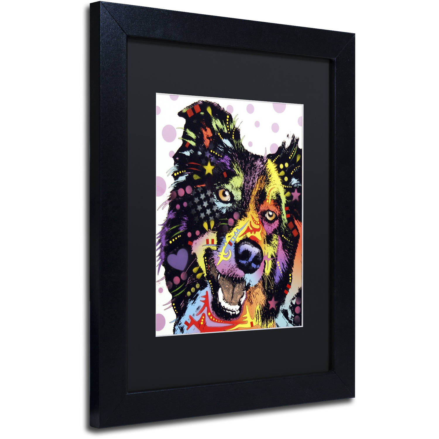 Trademark Fine Art "Border Collie" Canvas Art by Dean Russo, Black Matte, Black Frame