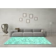 thumbnail image 3 of Ahgly Company Machine Washable Indoor Square Solid Turquoise Blue Modern Area Rugs, 3' Square, 3 of 4