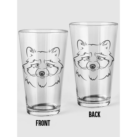 Smartprints Raccoon Sketch Pint Glass -Image by Shutterstock, 16 oz Transparent Glass