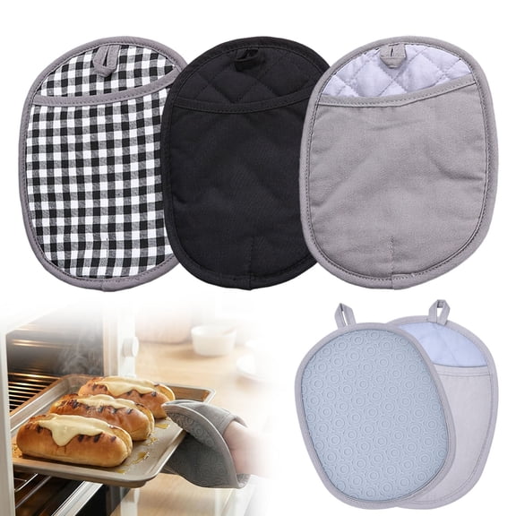 Silicone Pot Holders and Oven Gloves Set, Non-Slip Heat Resistant Kitchen Accessories for Baking Cooking Grilling, Dishwasher Safe