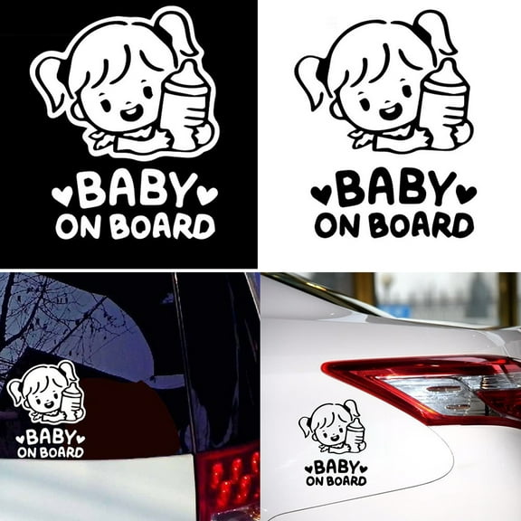 SPRING PARK Cartoon Baby On Board Little Girl with Feeding Bottle Car Window Sticker Decal