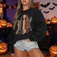 thumbnail image 2 of Unir Women's Halloween Patchwork Ghost Layering Pullover Crew Neck No Hood Sweatshirt Long Sleeve Casual Top 1PC S-XXL Plus Size Friendly, 2 of 4