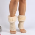 thumbnail image 4 of Dengjunhu Women Solid Color Faux Fur Crochet Knit Leg Warmers Cuffs Toppers Boot Socks, 4 of 7
