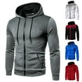 thumbnail image 4 of Caqnni Mens Slim Fit Zip up Hoodie Short Sleeve Thin Jacket Full Zip Sweatshirt with Kanga Pocket (Grey,3XL), 4 of 6