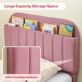 thumbnail image 6 of IDEALHOUSE Twin Bed Frames with Shelves for Books, Upholstered Platform Bed Frame Twin with Bookcase Headboard for Kids Boys Girls Teens, 650lbs Capacity, No Box Spring Needed, Noise Free, Pink, 6 of 8