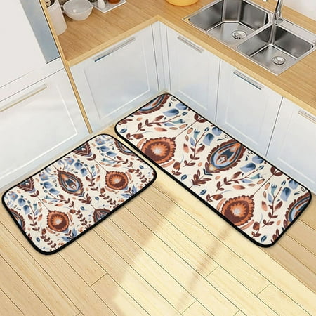 

Ethnic Boho Totem Pattern Kitchen Rugs Set Non Slip Mats Runner for Dining Room