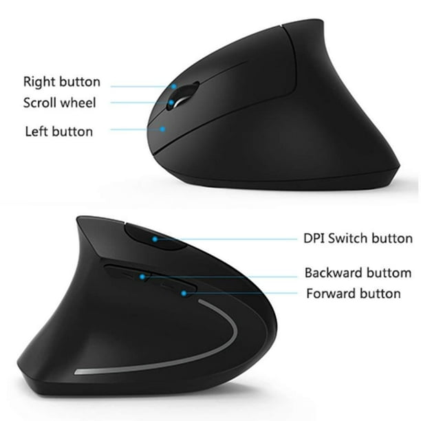 Souris gaucher, souris verticale ergonomique sans fil Lekvey 2.4G 