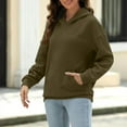 thumbnail image 4 of Womens Hooded Sweatshirts Plus Size Oversized Hoodie Long Sleeve V Neck Sweatshrit With Poccket Solid Color Women's Tunics Fall Pullover Casual Loose Tops for Work Office Clothes, 4 of 7