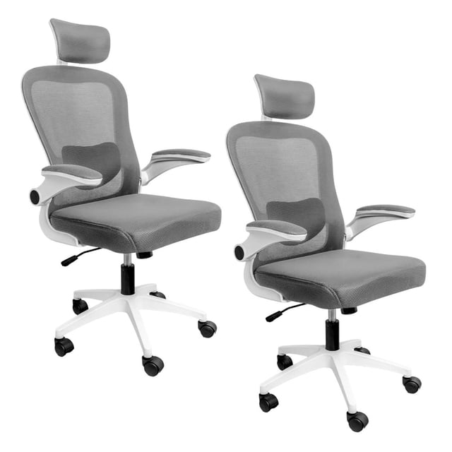 Set de 2 Sillas De Oficina Respaldo Alto gris Mediano