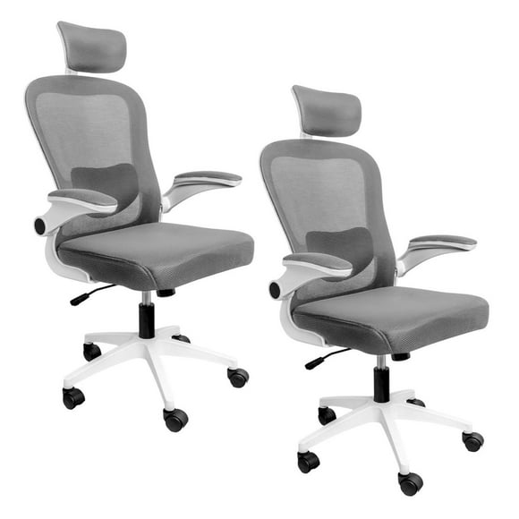 Set de 2 Sillas De Oficina Respaldo Alto gris Mediano