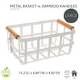 thumbnail image 2 of Simplify 4 Pack Rectangular Metal Storage Basket With Bamboo Handles | Large | Farmhouse Style Wire Basket | Home Organizer | Decorative | Rustic | White (Kit-10038-White-4Pk), 2 of 5