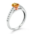 thumbnail image 3 of Gem Stone King 925 Silver and 10K Rose Gold Yellow Sapphire and White Lab Grown Diamond Engagement Ring for Women (0.80 Cttw, Oval 6X4MM, Gemstone September Birthstone, Size 6), 3 of 4