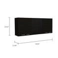 thumbnail image 3 of Black Particle Board with Pine Finish - Two Glass-Door Shelves - Kitchen Decorating - Functional Wall Unit, 3 of 4