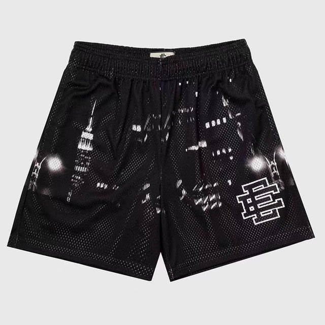 Pantalones cortos de deporte para hombre, shorts masculinos de estilo informal, con diseño de la ciudad de Nueva YORK SKYLINE, de malla, para gimnasio, de verano Fivean unisex