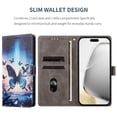 thumbnail image 3 of Colorful Painted Wallet Phone Case for iPhone 17 6.3" , PU Leather Flip Folio Cover With Card Slots, Magnetic Closure, Kickstand, Shockproof Protective Phone Case,Blue Butterfly,For iPhone 17, 3 of 10