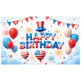 thumbnail image 2 of Patriotic Design Happy Birthday Banner Balloon Decoration Stars Stripes Party Backdrop for Birthday Celebration Independence Day Event Kids Party, 2 of 8