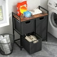 thumbnail image 4 of Gymax Freestanding Laundry Hamper Basket Organizer w/ 3 Pull-Out Removable Bags, 4 of 10