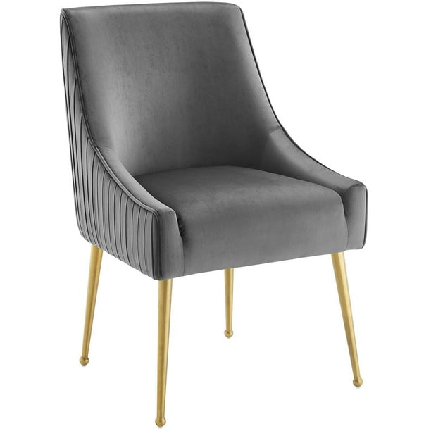 Pleated Back Upholstered Performance Velvet Dining Chair, Gray - Walmart.com - Walmart.com