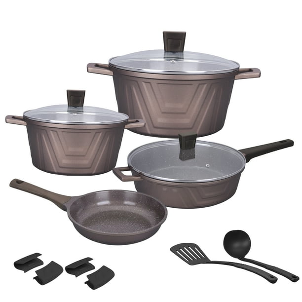 Batería de Cocina Antiadherente Kochstelle Basics Modern 13 Piezas Café