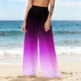 thumbnail image 5 of Mesh Beach Cover Up Pants for Women High Waisted Ombre Gradient Wide Leg Sheer Trousers Loose Fit Breathable Swimwear Outfits for Cruise, 5 of 7