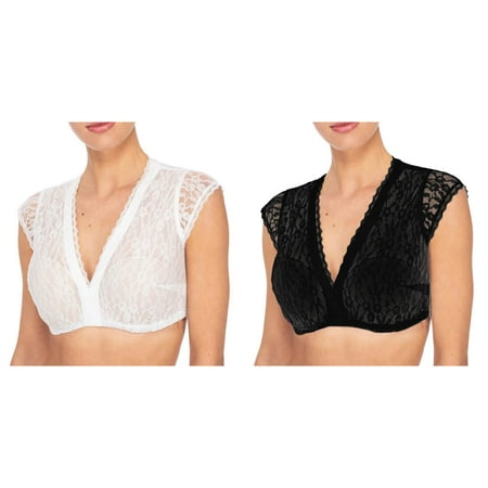 Lojoutye 2 Pack(Black 1PCS & White 1PCS) Multipack Women 1Pc Underwire Lace Set Plus Size Push Up Vest Women s Elegant Blouse Lace Blouse for Oktoberfest Lingerie