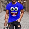 thumbnail image 2 of LMOIPLI Mens Funny Cartoon Face Graphic T-Shirt Short Sleeve Crew Neck Breathable Casual Lightweight Comfy T Shirts Blue XXL, 2 of 5