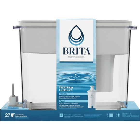 Brita 27 Cup Filter Dispenser, Reduces Chlorine taste and odour from Tap Water, Filters 151 Litres, UltraMax,, Grey
