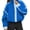 Blue, variant on Women's Sherpa Fleece Zip-Up Jacket Contrast Fall Winter Warm Sweatshirt(Red,XL)