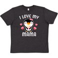thumbnail image 3 of Inktastic I Love My Mama with Cute Penguin and Hearts Youth T-Shirt, 3 of 5