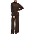 thumbnail image 1 of Gibobby Conjunto dama pants y sudadera afelpada Conjunto de pantalones de punto de dos piezas con patchwork de punto de color sólido y cuello para mujer(Café,XL), 1 of 5