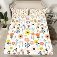 thumbnail image 2 of jejeloiu Bohemian Flower Queen Sheet Sets,Cute Cartoon Floral Flat Sheet,Watercolor Nature Plants Queen Fitted Sheet For Kids,Luxury Bedroom Decor,4pcs, 2 of 7