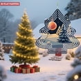 thumbnail image 3 of Metal Hanging Christmas Tree Wind Spinner - Festive Design with Snow - Covered Pines Orange Moon & Starry Sky for Garden Decor, 3 of 7