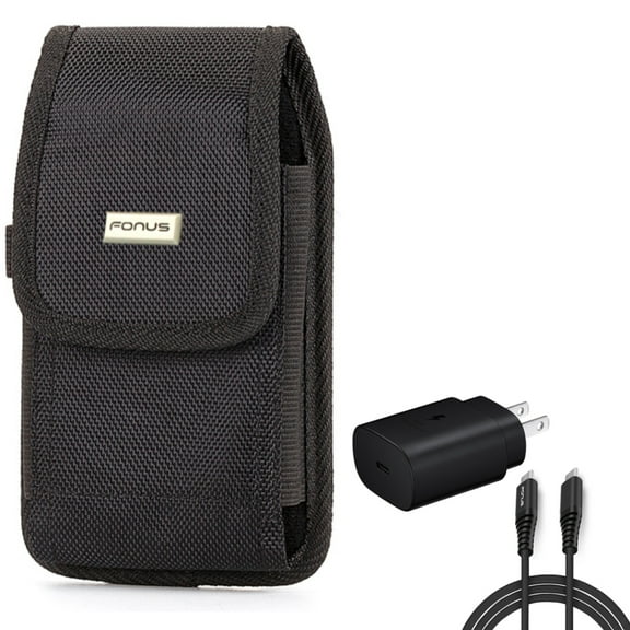 Holster Rugged Case Belt Clip w 6ft USB-C Cable PD Type-C 25W Fast Home Charger for LG V50 ThinQ 5G, V40 ThinQ, V35 ThinQ, Premier Pro Plus (L455DL), G8X ThinQ, G7 ThinQ, Stylo 6 5 4 Plus