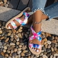 thumbnail image 7 of Yuanlong Womens Sandals Flat Beach Sandals Printed Crisscross Strap Slingback Breathable Hollow Daily Leisure Shoes, 7 of 7