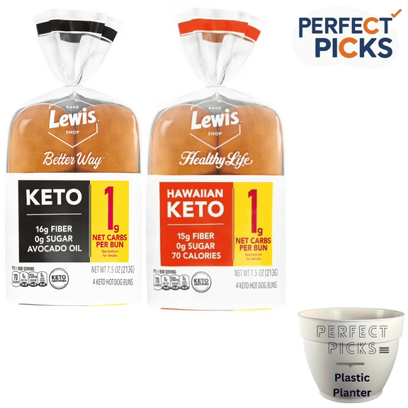 Lewis Bake Shop Healthy Life Hot Dog Buns Variety Pack of Keto White & Keto Hawaiian