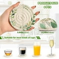 thumbnail image 2 of 6 Pcs Drink Coasters with Holder 3.94in Woven Coasters for Drinks Watercolor Green Leaves Wreath Coaster Set for Protection Table, 2 of 7