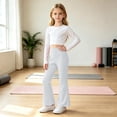 thumbnail image 7 of BXJX Girls Leggings 2 Pieces, Slim Stretchy Elastic Waist Sports Base Layer Flare Pants White Size 12-13 T, 7 of 7