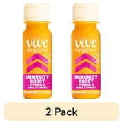 (2 pack) Vive Organic Immunity Boost Shot, Elderberry, Ginger and Turmeric Wellness Shot, 2 fl oz Bottle
