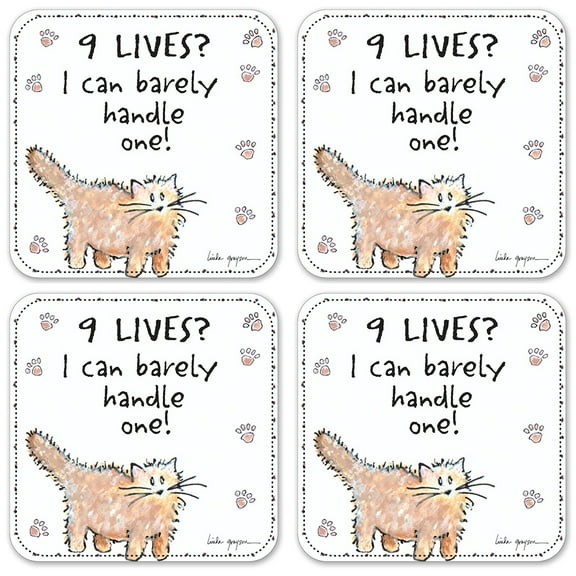 Vinyl Drink Coasters - Set of 4 - 9 Lives