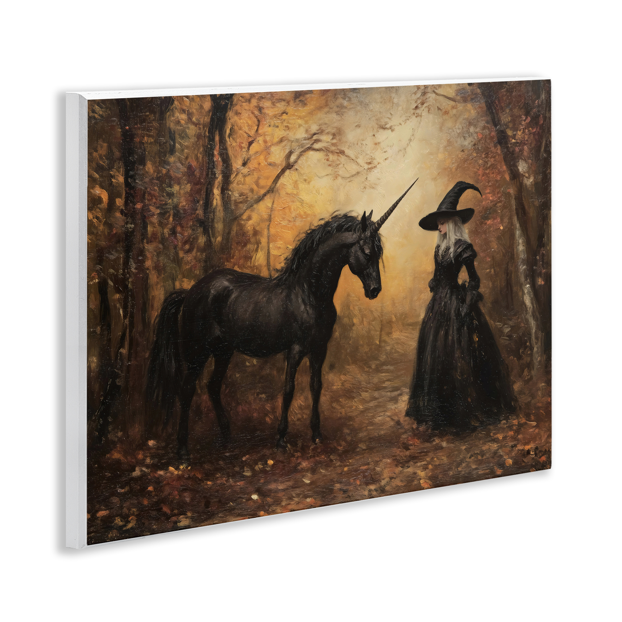 Witch & Black Unicorn Wall Plaque Art, design by Arlington Prints