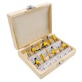 thumbnail image 1 of 12 brocas de enrutador de carburo de tungsteno con vástago de 8 mm, broca de enrutador de madera con caja de almacenamiento de madera para puertas, mesas, estantes, gabinetes, carpintería de JFHHH pequeña, 1 of 5