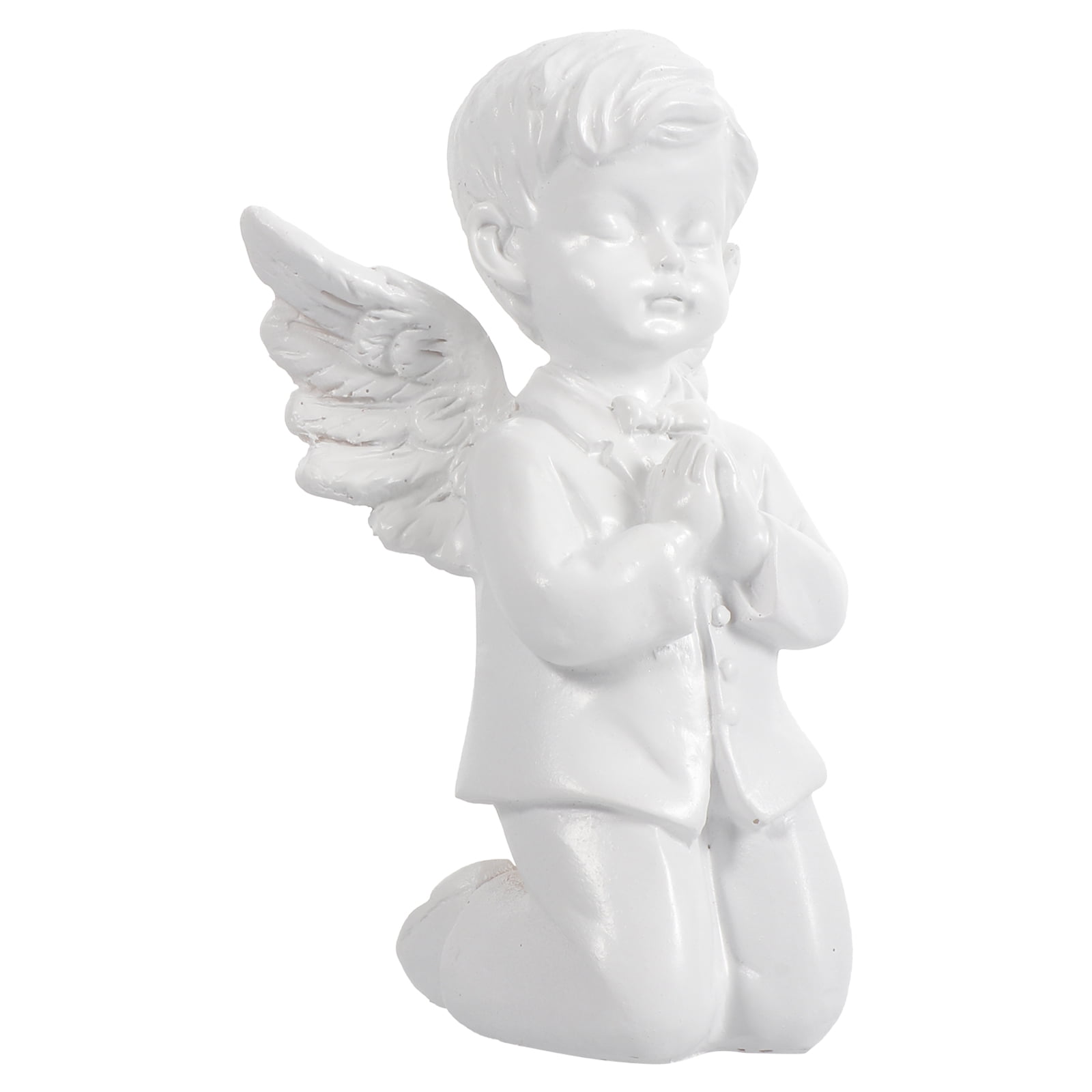 BRIGHTFUFU 1Pc White Resin Angel Statue Decorative Figurine for Home and Office Decor