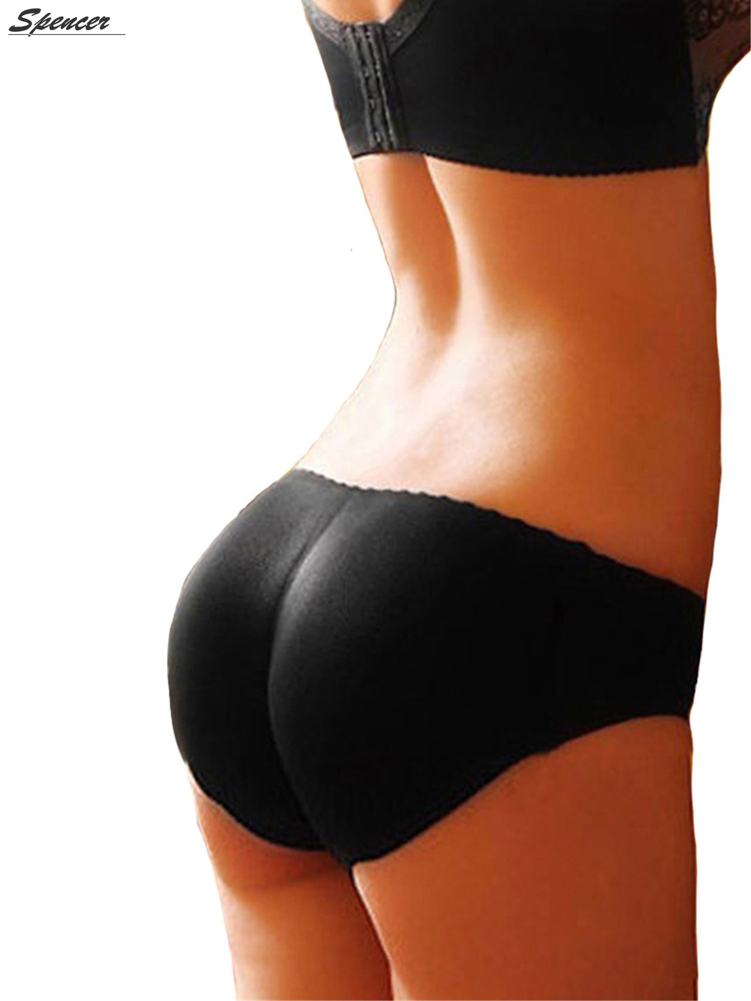 Spencer Women's Sexy Padded Seamless Control Butt Lifter Brief Hip Enhancer Panties  Underwear Shapewear Black,XL 