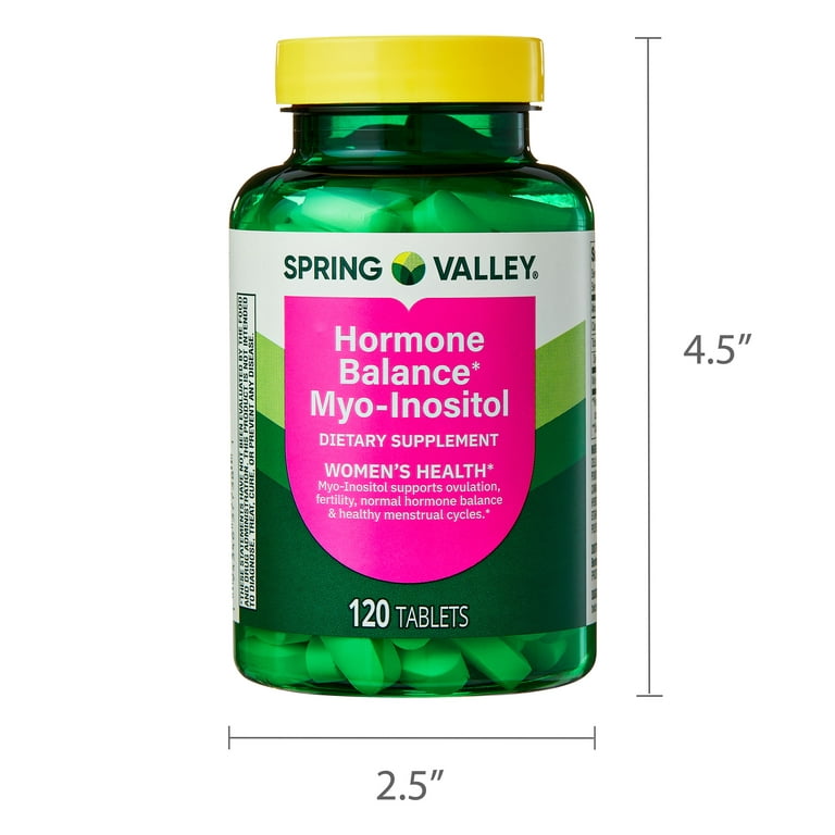 Spring Valley Hormone Balance Myo-Inositol Tablets Dietary Supplement 120  Count for Women's Hormone Support