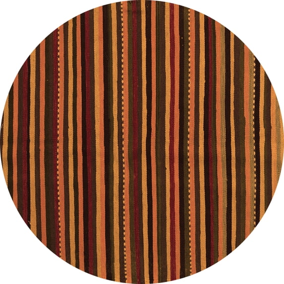 Ahgly Company Indoor Round Abstract Orange Contemporary Area Rugs, 7' Round