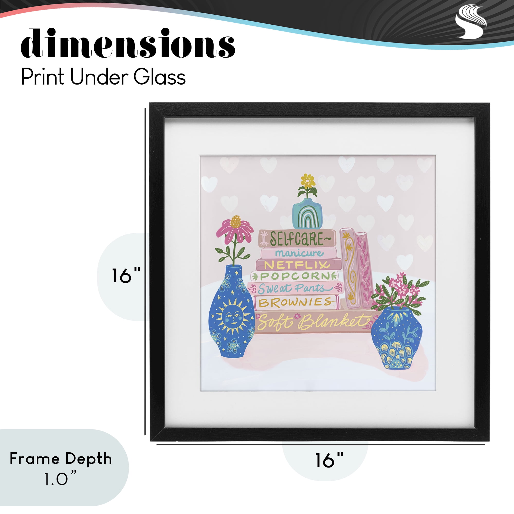 Stupell Industries Cozy Boho Self Care Books Black Framed Print Under Glass, design by Connie Summers