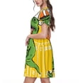 thumbnail image 2 of Balery T-Rex Playing Football Vestidos sueltos de manga corta para mujer, vestidos de verano 2025, vestidos casuales de corte A con vuelo., 2 of 6