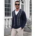 thumbnail image 4 of COOFADNY Mens Cardigan Sweater Vintage Striped V-Neck Long Sleeve Button Down Knitted Sweaters, 4 of 8